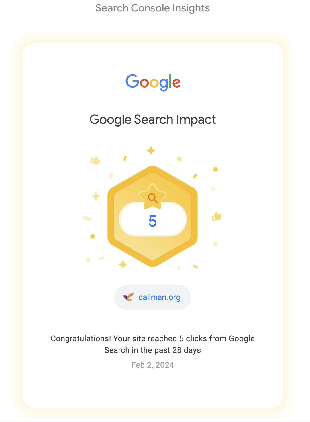 Search Console Insights notification